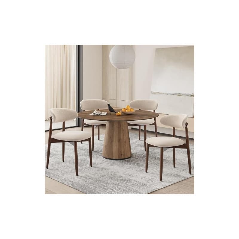 COLAMY Chaise de Cuisine en Set de 4, Chaises à Manger Modernes avec Dossier Rigide, Chaises de Salle à Manger en Tissu avec Pie