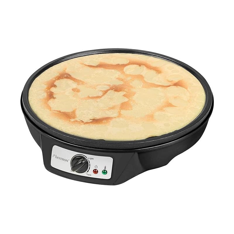 Bestron crêpière electrique, machine a Crepe pour crêpes de Ø 30 cm, y compris distributeur de pâte & spatule à crêpes, avec rev