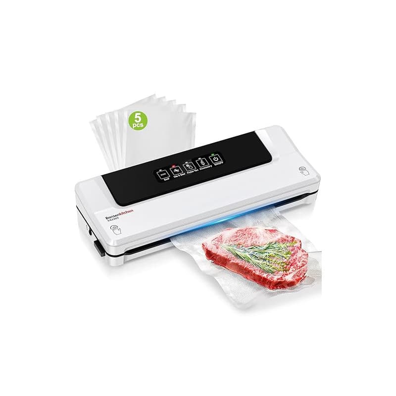 Bonsenkitchen Machine Sous Vide Alimentaire, 5 Sacs Sous Vide, VS2000 | Appareil de Mise Sous Vide Alimentaire Adapté à la Cuiss