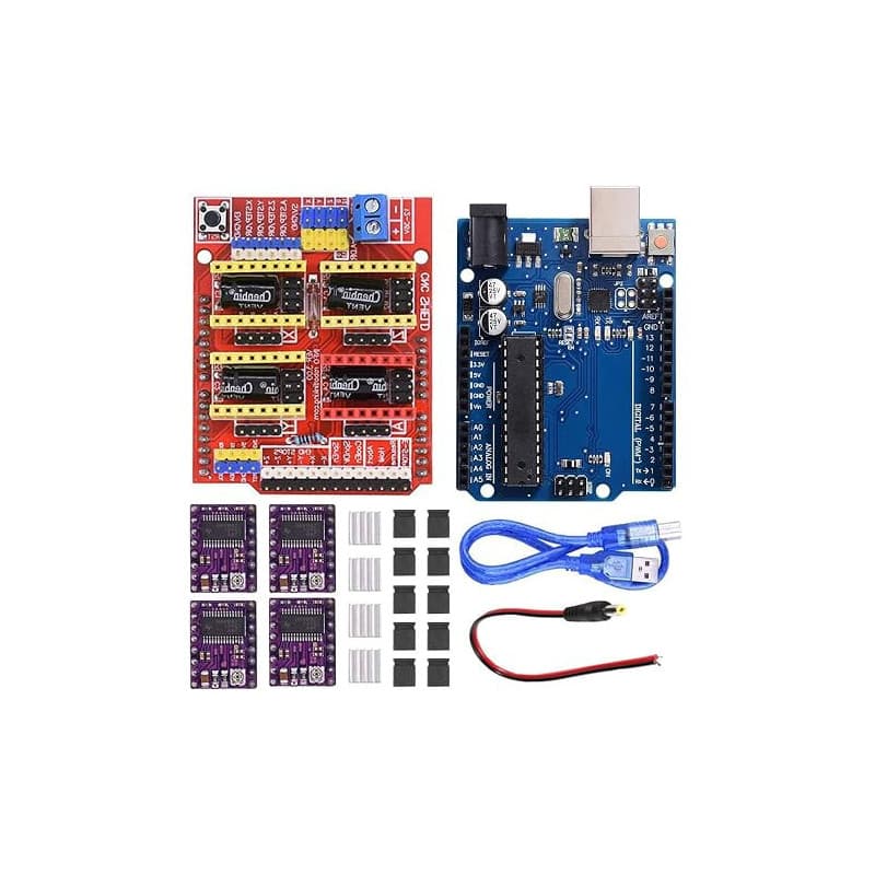 Tiardey Kit de Carte d'extension CNC Shield V3.0 avec 4 Pilotes de Moteur Pas à Pas DRV8825 et dissipateurs Thermiques, 10 Capuc
