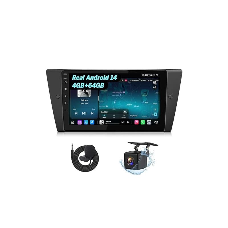 Eonon 9 Pouces Autoradio pour BMW 3 E90 E91 E92 E93 (2005-2013) Android 14 4+64 Go, GPS, CarPlay, Android Auto, Bluetooth, Radio