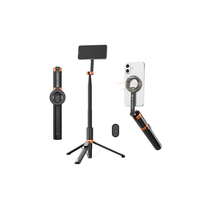K&F CONCEPT 180cm Trépied Mag-Safe Léger, Perche Selfie Extensible Portable | Double Aimant, Trépied Vlog Aluminium à Réglage 3