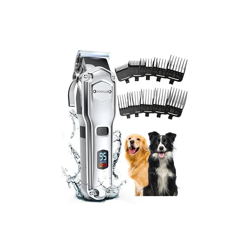 Oneisall Tondeuse à poils pour chiens de haute qualité, tondeuse sans fil entièrement étanche IPX7, adaptée aux poils longs et é