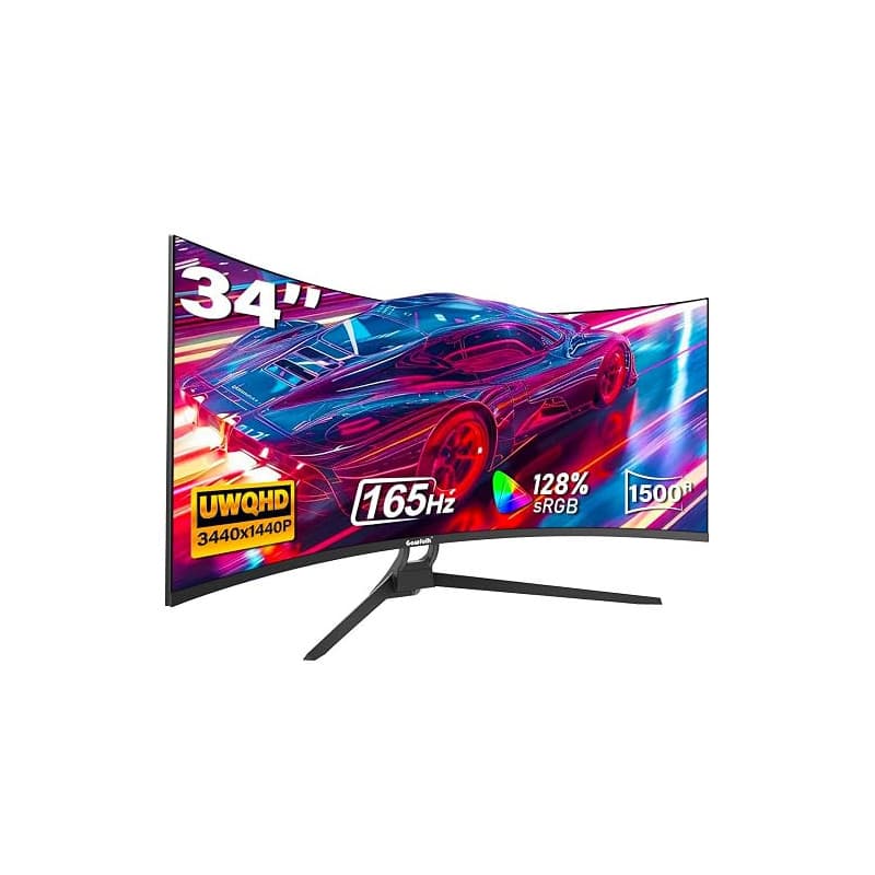 Gawfolk Écran PC Incurvé 34 Pouces, Moniteur Gaming 1500R 165Hz, Ecran PC UWQHD 2K 3440x1440, 128% sRGB, 1ms MPRT,Interface HDMI