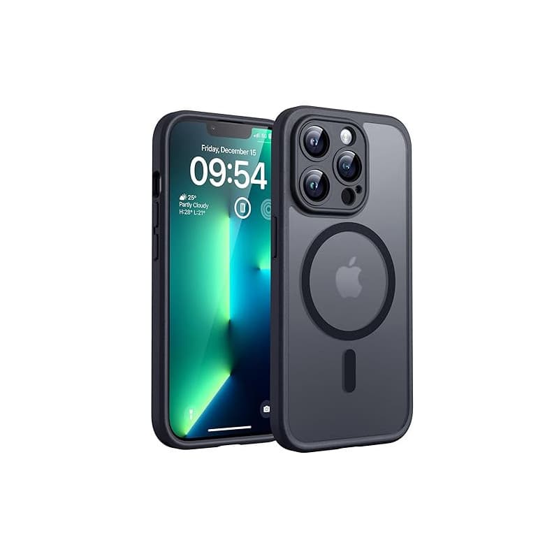 TOCOL Coque Magnétique pour iPhone 13 Pro 6,1 Pouces, Compatible avec MagSafe, Protection de l'objectif améliorée, Coque Mat Tra