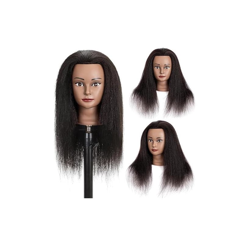 Mannequin Head with Human Hair 18'' Cosmétologie Mannequin Head with 100% Real Human Hair Mannequin Head für Flechten Coiffeurs
