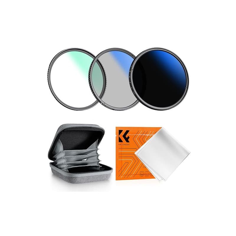 K&F CONCEPT 40.5mm Kit Filtre UV et Polarisant CPL et ND2-400 Chiffon Sac | Nano-revêtement,Verre optique japonais,Fin, Solide,C