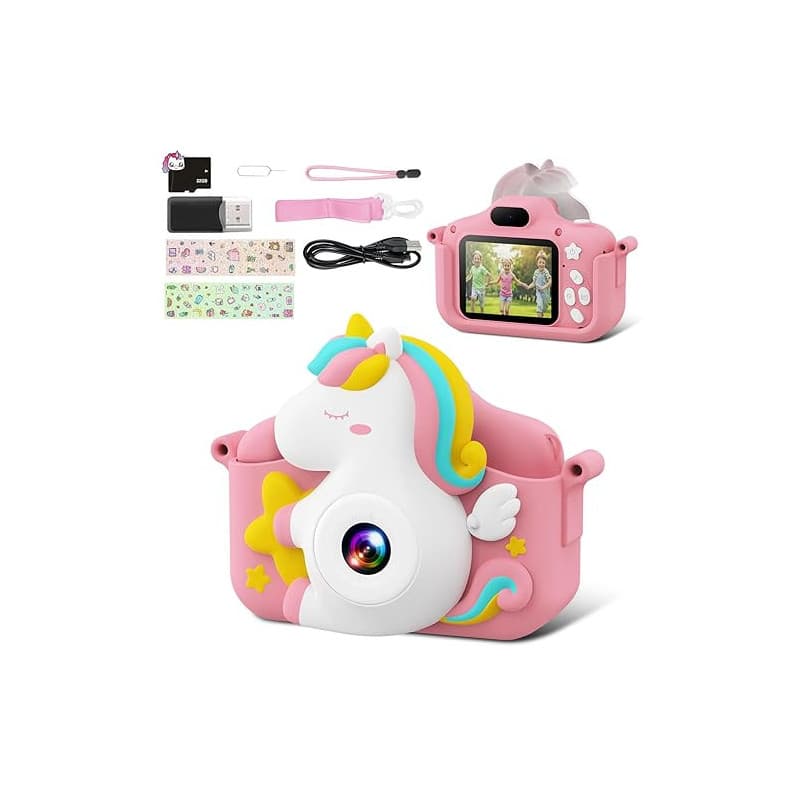 CAMCLID Appareil Photo Enfant, 1080p HD Appareil Photo Numérique Enfants avec 32GB Carte, Double Objectif Enfants Caméra Vidéo S
