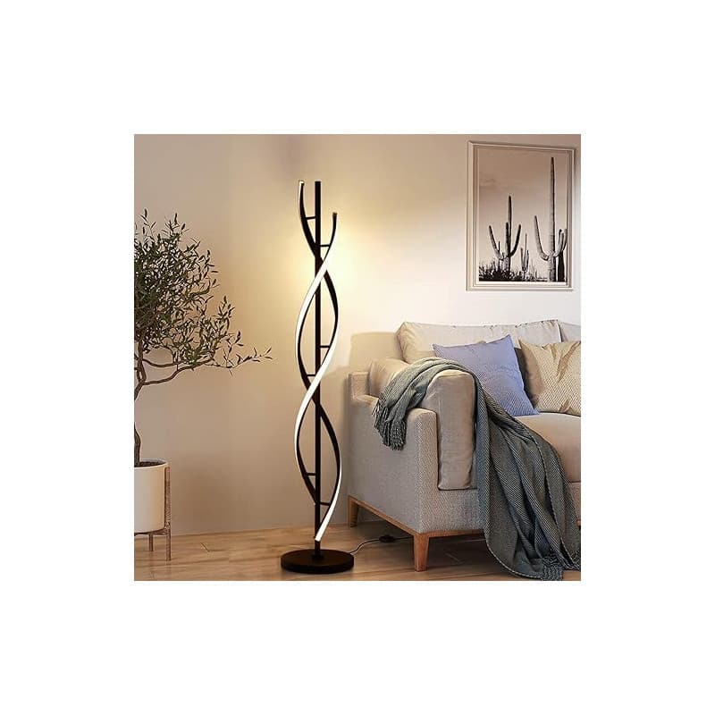 ELINKUME Lampadaire LED avec télécommande, Noir spirale multicolore pour le salon, économique et polyvalent