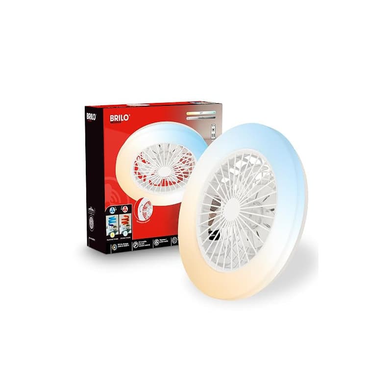 BRILONER - CCT Ventilateur de plafond avec éclairage 5 vitesses, télécommande, variateur de lumière, minuterie, lampe de plafond