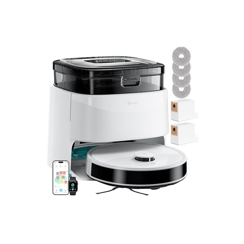Lefant M3 Robot Aspirateur Laveur 12 000 Pa, Station Multifonctionnelle, Double Serpillière Rotative 200 TR/Min, Navigation dToF