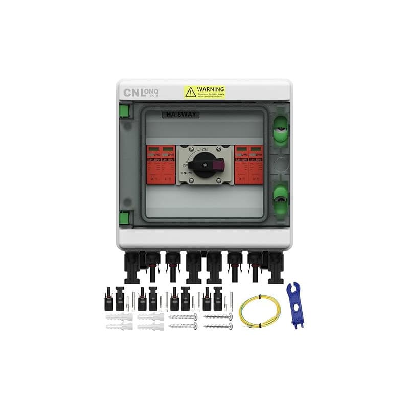 CNLonQcom Boîtes de Protection contre la foudre DC1000V 32 Amps 2 Entrées 2 Sorties Isolateur Disjoncteur et Parafoudre, IP65 Bo