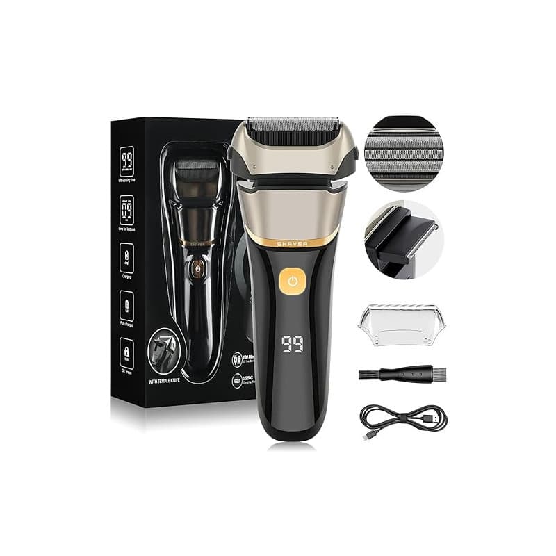 AOOWU Rasoir Électrique Pour Homme, Rasoir Électrique Rasage à Sec Et Humide, Ipx6 Étanche Recharge De Type C Rasoir À Grille Sa