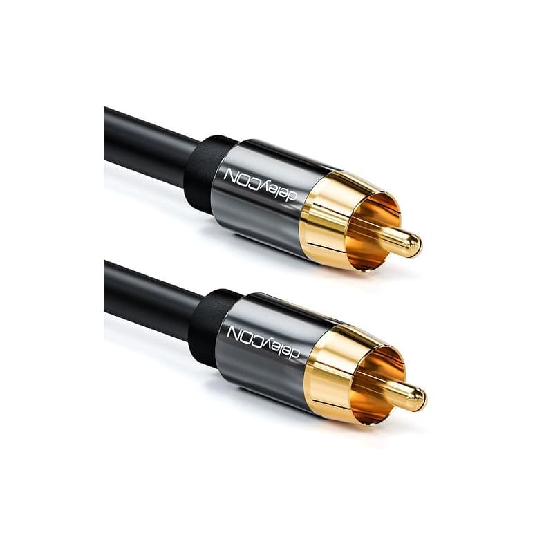deleyCON 3,0m Câble Subwoofer - Cinch RCA Coaxial Numérique - Fiches Dorées - Liaison Audio - Subwoofer AV Receiver Amplificateu