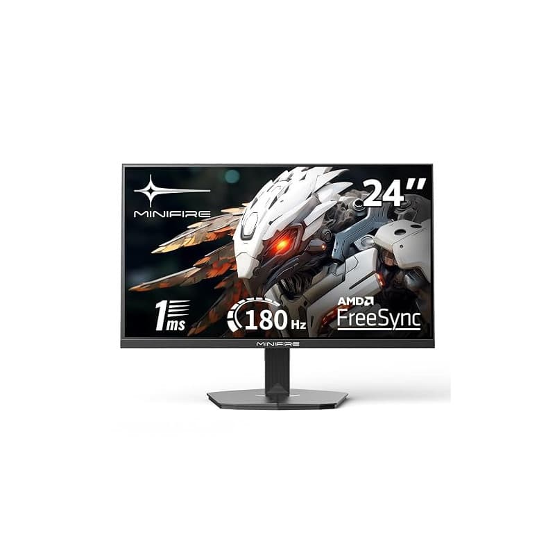 Minifire Écran Gaming 24 Pouces, 180 Hz, 1ms, Full HD(1920 x 1080) écran sans Cadre, Adpitive Sync, HDMI 1.4 & DP 1.2, 300Nits,
