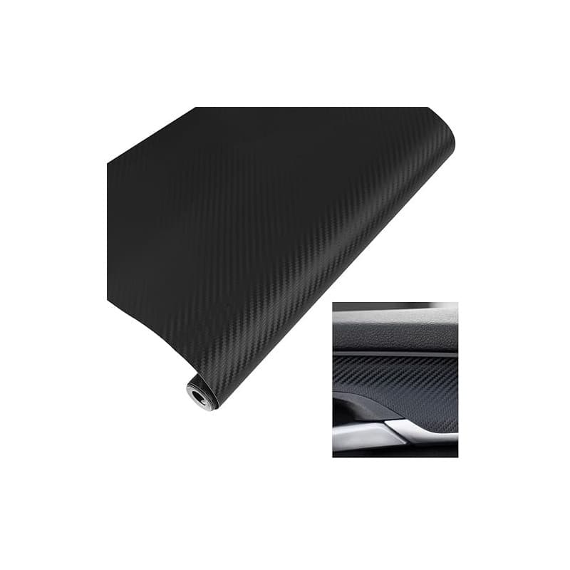 30cm x 1,52m Film Vinyle Autocollant en Fibre de Carbone 3D Noir, Autocollant 3D en Fibre de Carbone pour Intérieur et Extérieur
