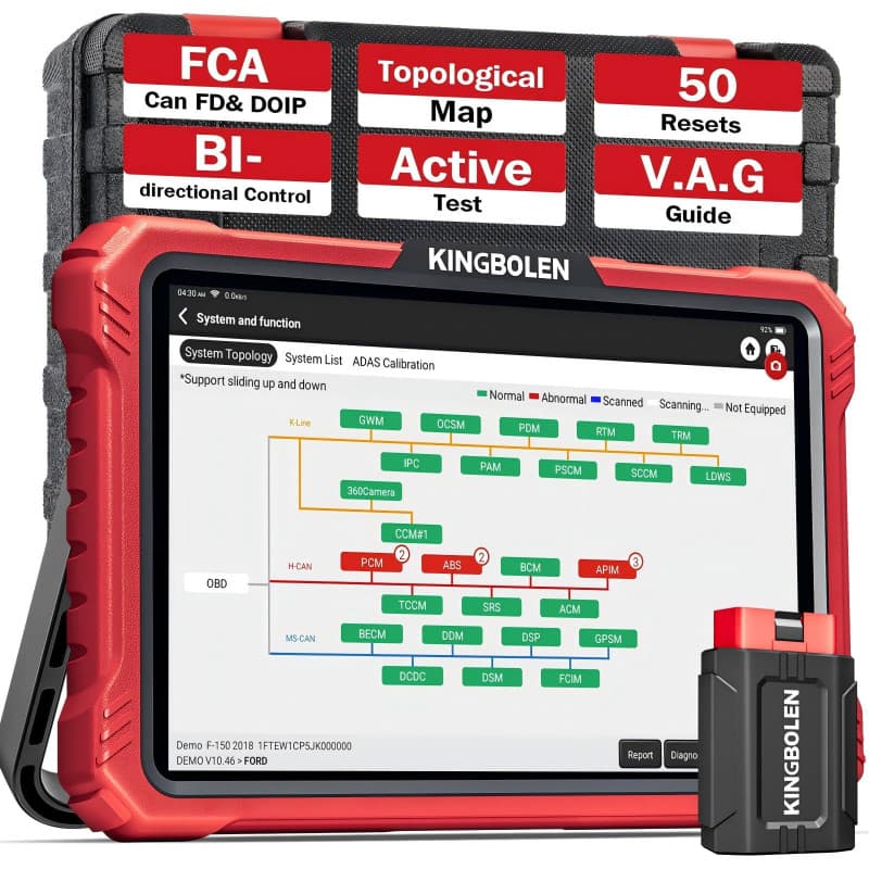 KINGBOLEN Valise Diagnostic Auto K10 Pro, OBD2 Diagnostic français pour système Complet avec 50+ Réinitialisations, Codes ECU, C