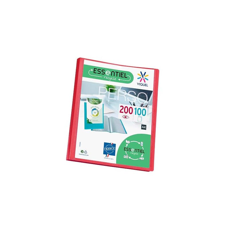 Viquel - Porte vues A4 200 vues ESSENTIEL - Porte documents personnalisable - Fabriqué en France - 100 Pochettes de qualité liss