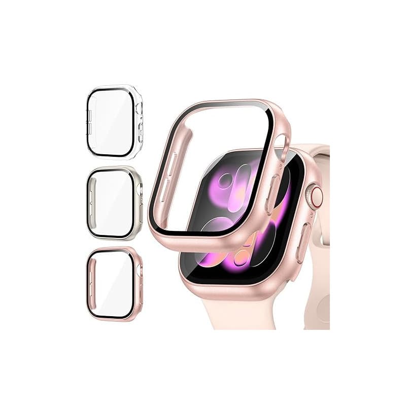 Kamita 3Pièces Coque pour Apple Watch Série 11/Série 10 42mm | Étui de Protection avec Protecteur d'écran en Verre Trempé, Dur P