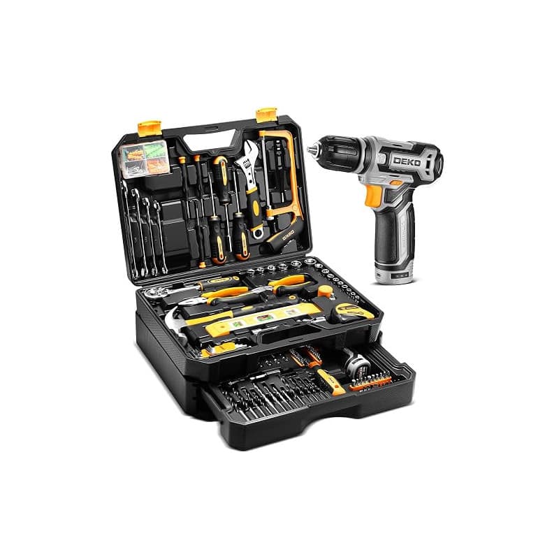Caisse a Outil avec Perceuse Visseuse Multifonction Sans Fil 12V - DEKO 238 Pièces Malette Outils complete, Boîte à Outils avec