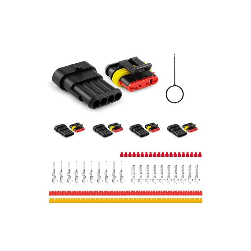 JRready ST6481-04-04 Jeu de connecteurs automobiles étanches, connecteurs mâles et femelles à 4 broches pour le câblage des voit