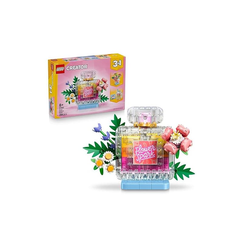LEGO Creator 3-en-1 Flacon de Parfum au Décor Floral - Jouet - Maquette se Transformant en Vase avec Fleurs ou Smoothie - Décora