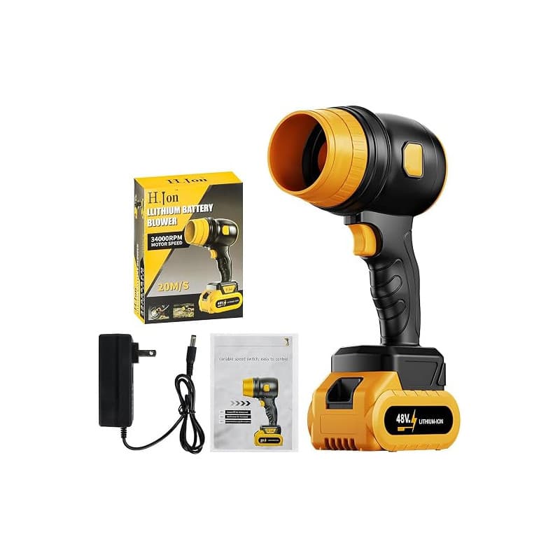 LPQKCcY Souffleur Batterie, Souffleur Feuille sans Fil Turbo Soufflette avec Batteries, Souffleuse à Poussière Electrique pour s