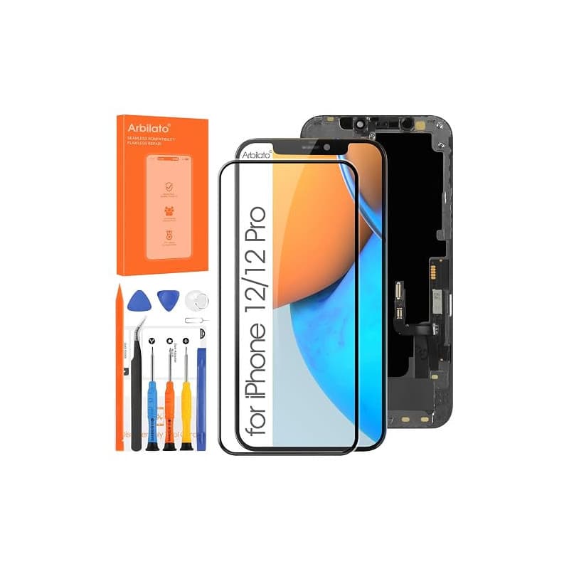 Arbilato Écran LCD pour iPhone 12/12 Pro écran Tactile | numériseur Complet Assemblé, avec Kits de réparation, A2172 A2402 A2404