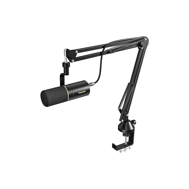 TONOR Micro Cardioïde Dynamique USB/XLR avec Bras de Support pour PC, Micro PC Gamer, Microphone de Studio pour Podcasting, Gami