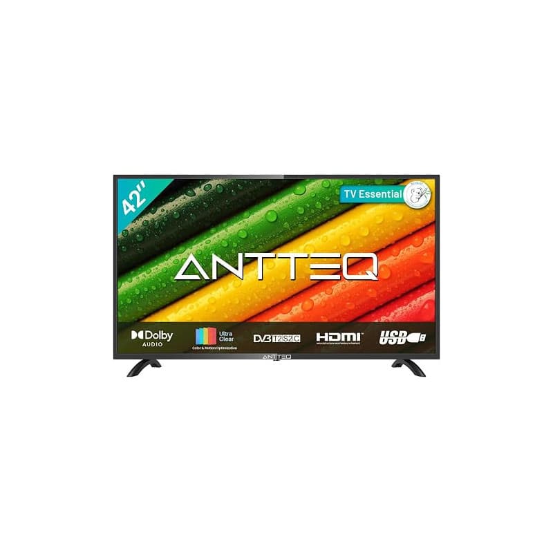 Antteq AB42D1 Télévision 42 Pouces (TV 107 cm), Dolby Audio, LED, Triple Tuner DVB-C / T2 / S2, CI+, HDMI, USB-Media Player, Sor