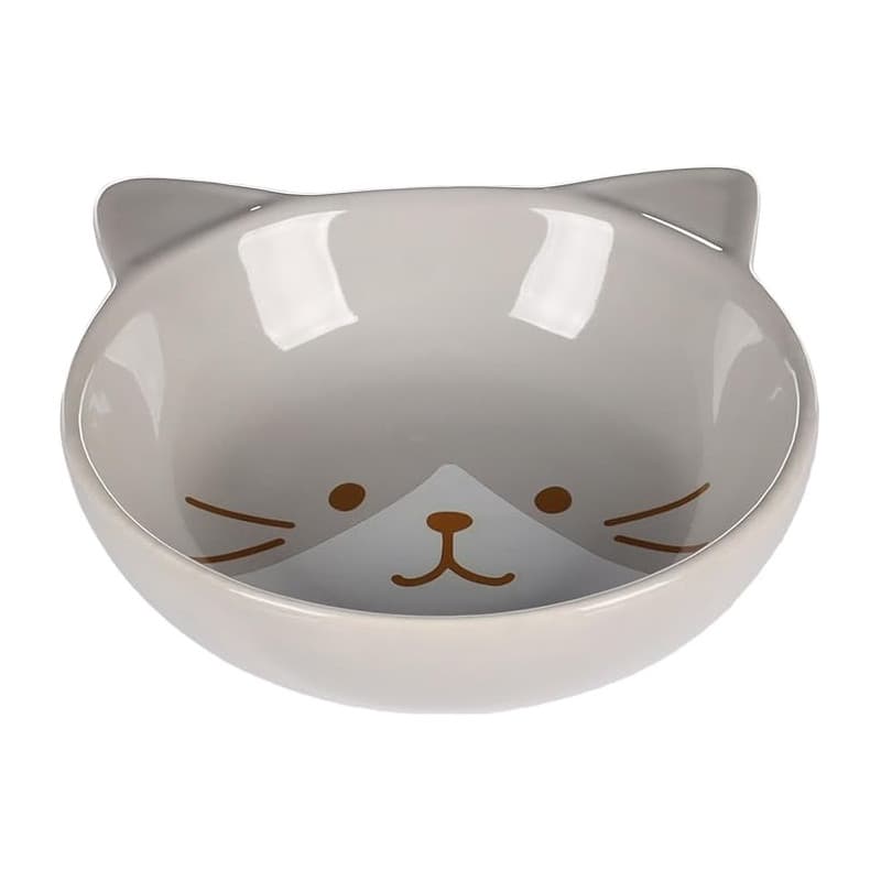 Flamingo Gamelle pour Chats Kapo céramique Gris Rond - 280ml - 13,5x14,5x4cm - Gamelle pour la Nourriture et l'eau pour Chat