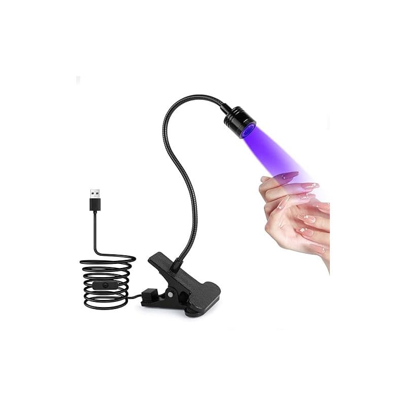 AiQInu Lampe UV Ongles Gel, LED Lampe Pose Americaine Ongle 3W, Ajustable Séchoirs à Ongles avec USB, avec Clip (Noir)