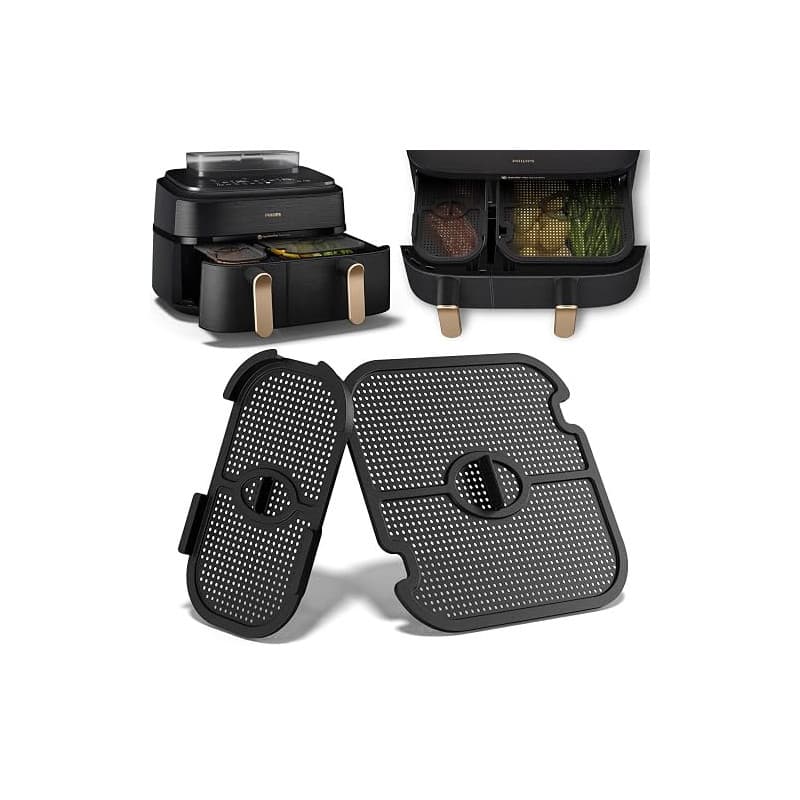 2 Pcs Accessoires Grille Anti Projection Air Fryer pour Philips Dual Basket Série 3000-5000 9 L (3 L/6 L), Réutilisable Accessoi