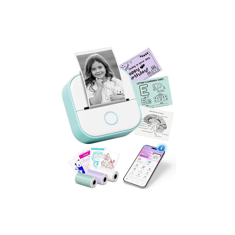 Mini Imprimante Thermique Portable, Mini Imprimante Etiquette Autocollante | T02 Imprimante Photo, Bluetooth Mini Sticker Printe
