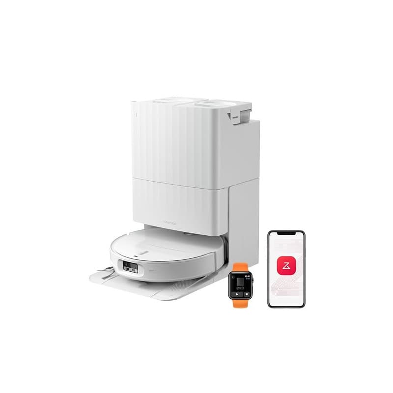 roborock Qrevo Edge 2 Aspirateur Robot Laveur, 25 000 Pa, 7,98cm Mince | Lavage des Serpillières à l'eau Chaude à 80°C, Évite 28