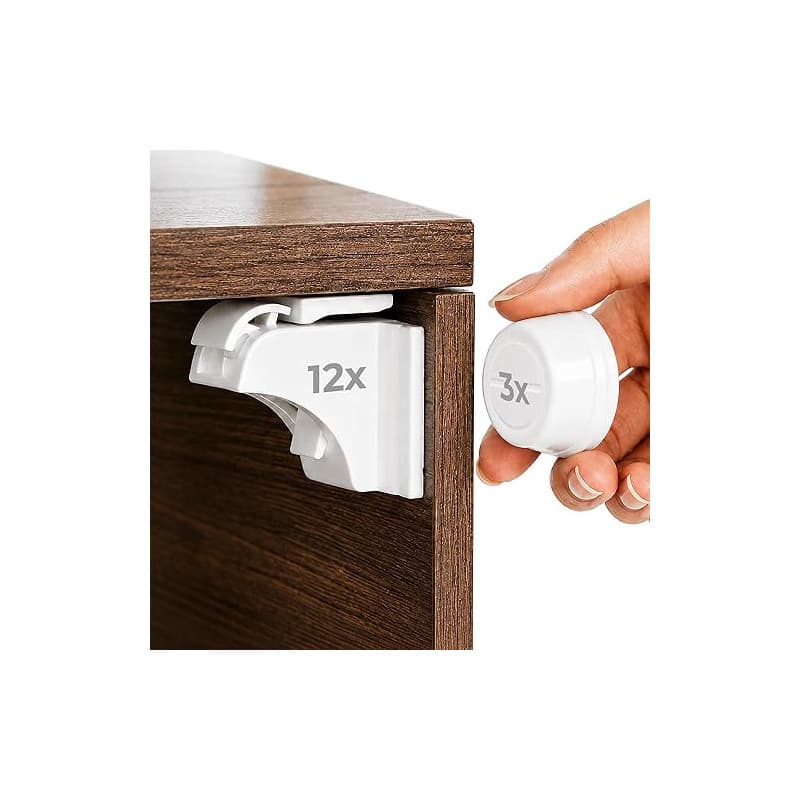 Hoffenbach Serrure Magnétique Invisible pour Sécurité Enfant – 12 Verrous & 3 Clés – Protection pour Placards, Portes & Tiroirs