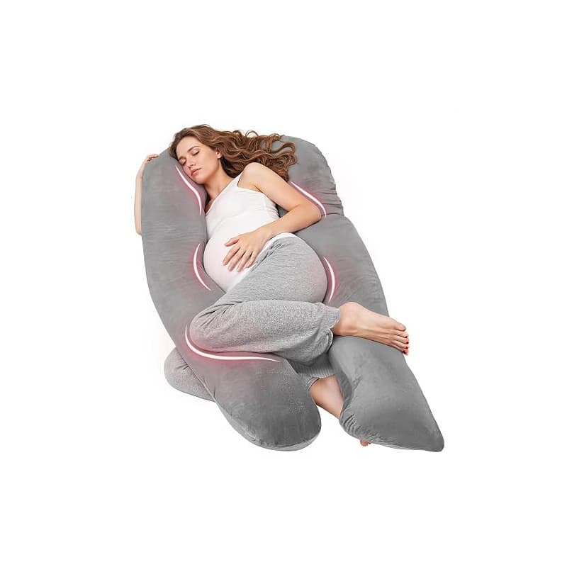 Nuliie Coussin de Grossesse pour Dormir, Oreiller de Corps Complet en Forme de U, Soutien pour Le Dos, Les Hanches et Les Jambes