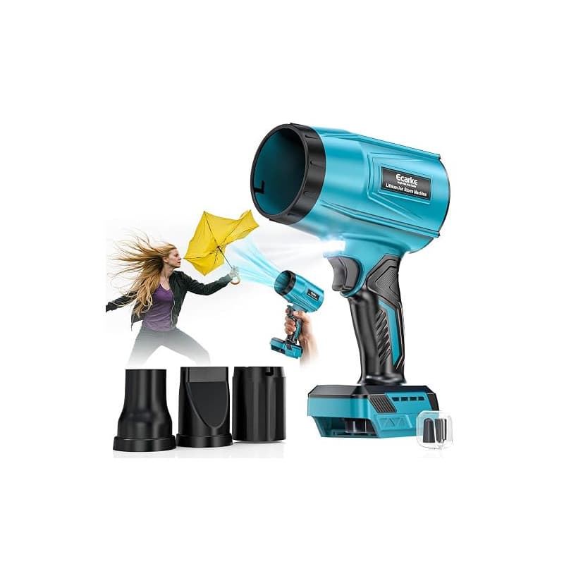 Ecarke Souffleur Sans Fil Compatible avec Batteries Ma-kita 18V, Moteur Brushless 80000TR/Min, Vitesse d’air 60m/s & Pression 85