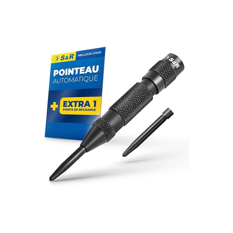 S&R Pointeau Poinçon Central Automatique à Frapper Acier/Métal/Bois 50-100 Nm. Avec Pointe de rechange