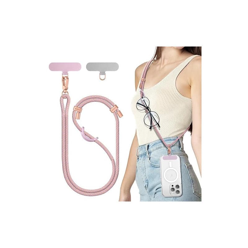 SURPHY Cordon Téléphone Portable Universelle avec 2 Patchs | Tour de Cou Telephone, Réglable et Détachable, Laniere Longue Telep