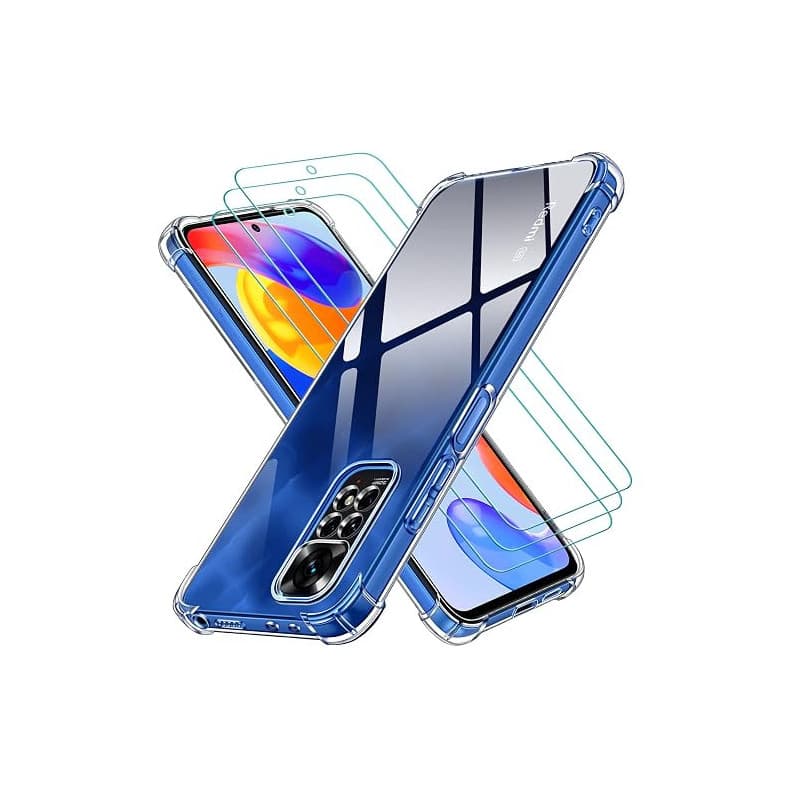 iVoler Coque pour Xiaomi Redmi Note 12 Pro 4G / Redmi Note 11 Pro 4G / 5G / Redmi Note 11E Pro 5G avec 3 Pièces Verre Trempé, Tr