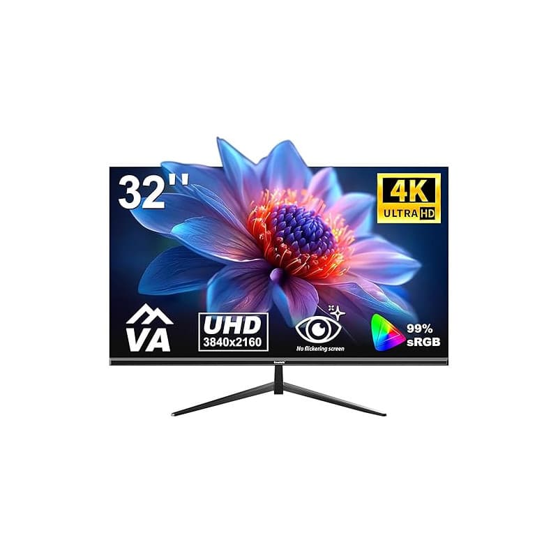 Gawfolk Écran PC 32 Pouces, Moniteur Gaming, Ecran PC UHD 4K 3840x2160 60Hz, 100% sRGB, 1ms MPRT,Interface HDMI & DP, Protection