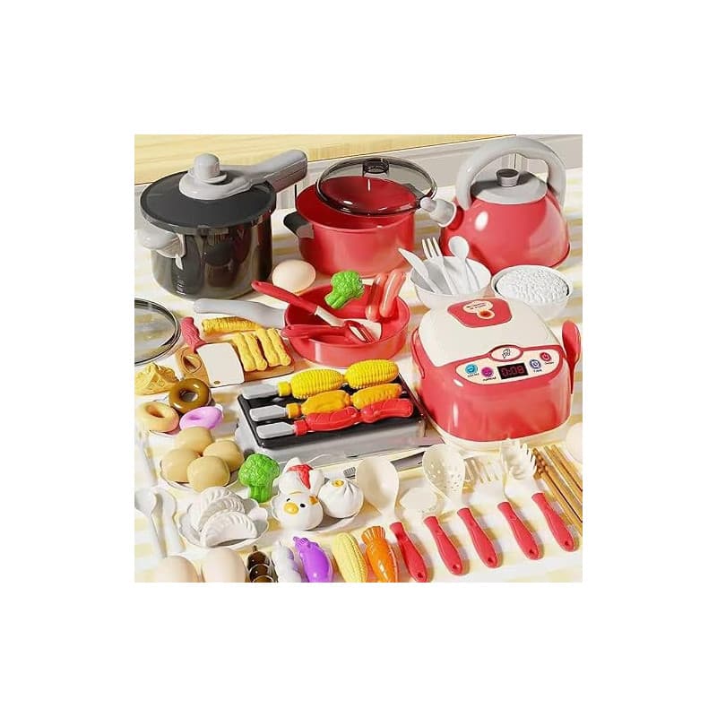 NXPZ Accessoire Cuisine Enfant, Jouet de Jeu de Rôle de Chef pour Enfants, Ustensiles de Cuisine Jouet avec Pots et Casseroles,