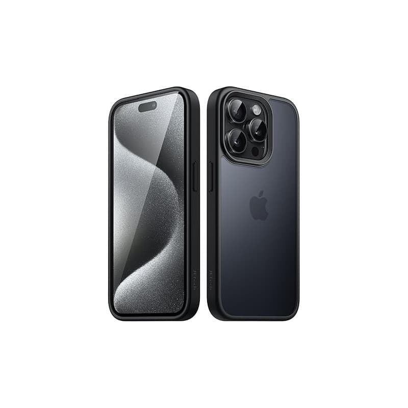 JETech Coque Mate pour iPhone 15 Pro, Noir | Protection de Qualité Militaire, Dos Mat Givré, Finition Anti-Traces de Doigts, Étu