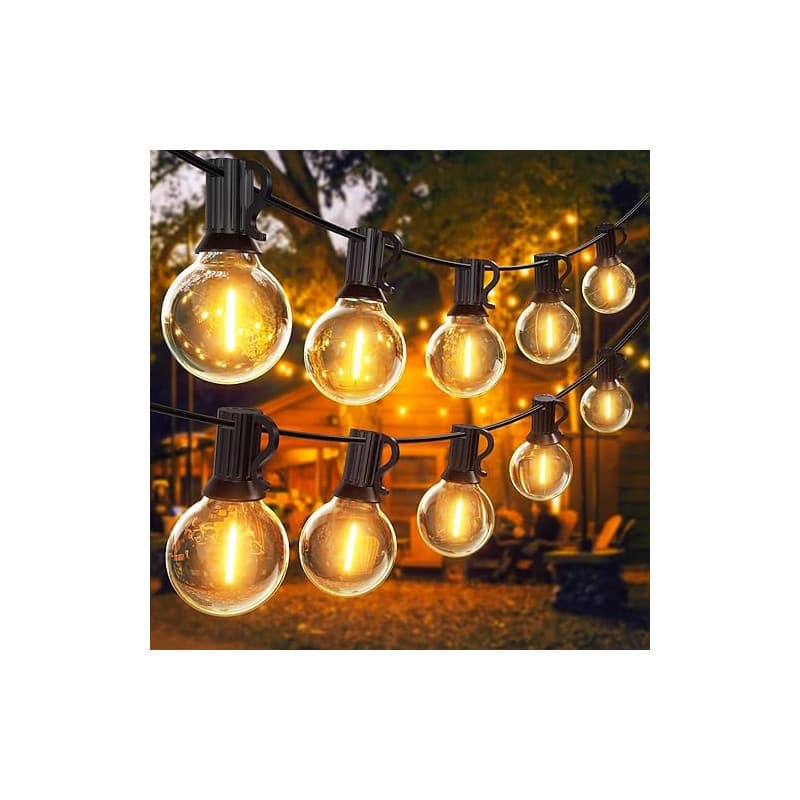 SUWIN Guirlande Guinguette Extérieur 30M, Guirlande Lumineuse Exterieure avec 50+2 G40 LED Ampoules IP45 Imperméable, Blanc Chau
