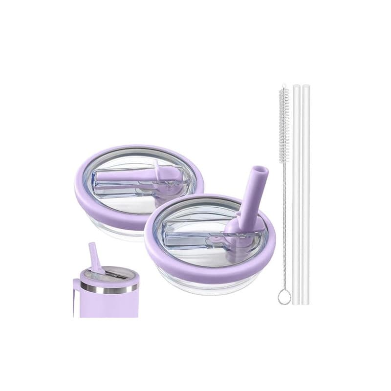 Stanley - Lot de 2 couvercles anti-fuite - Réutilisables - Anti-fuite - Pour tasse Stanley - Avec 2 pailles et 1 brosse à paille