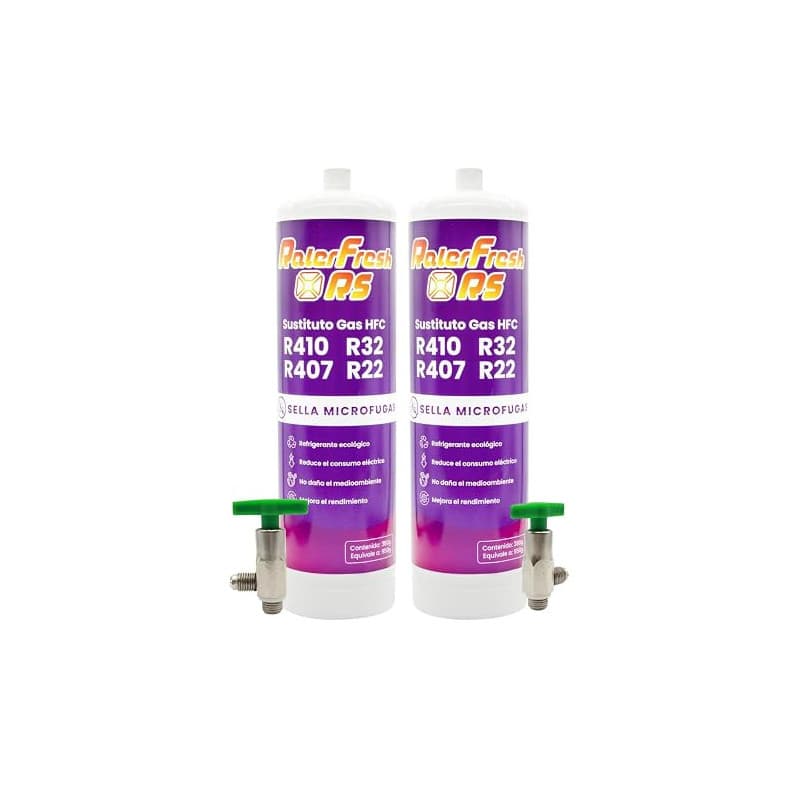 Gaz Réfrigérant Ralerfresh RS, Remplacement pour R410, R32, R407 et R22 pour Climatiseur Split (2 Bouteilles + Clés)