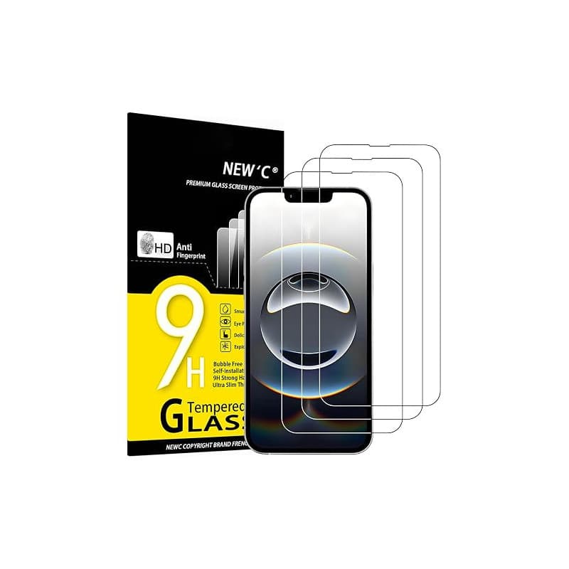 NEW'C Lot de 3, Verre Trempé pour iPhone 16e (6,1 Pouces) Protection efficace contre les Rayures - sans Bulles - Ultra Résistant