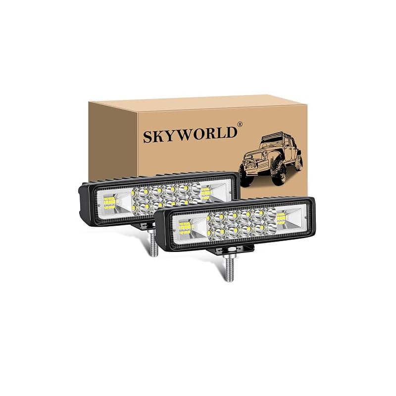 SKYWORLD 2Pcs Phare de travail led, 15 cm 6 pouces 24W Projecteur led 12V 24V Barre feux de travail pour 4x4 Offroad Voiture Veh