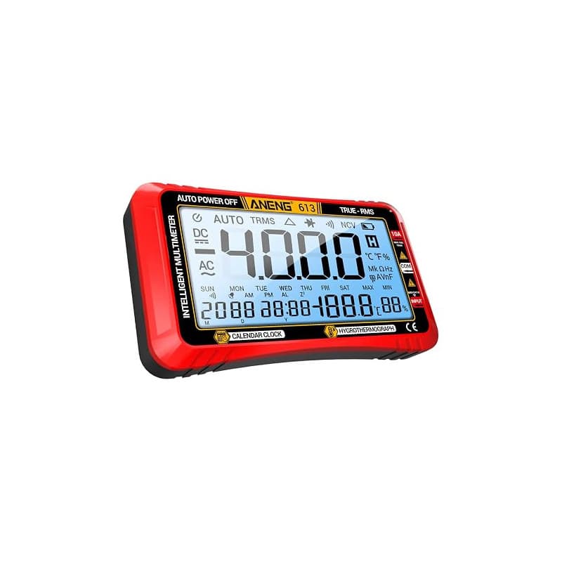 Multimètre Numérique à 4000 Points, 3 en 1 Multimètre Intelligent avec Calendrier Perpétuel et Thermo-Hygromètre, 4000 Comptes M